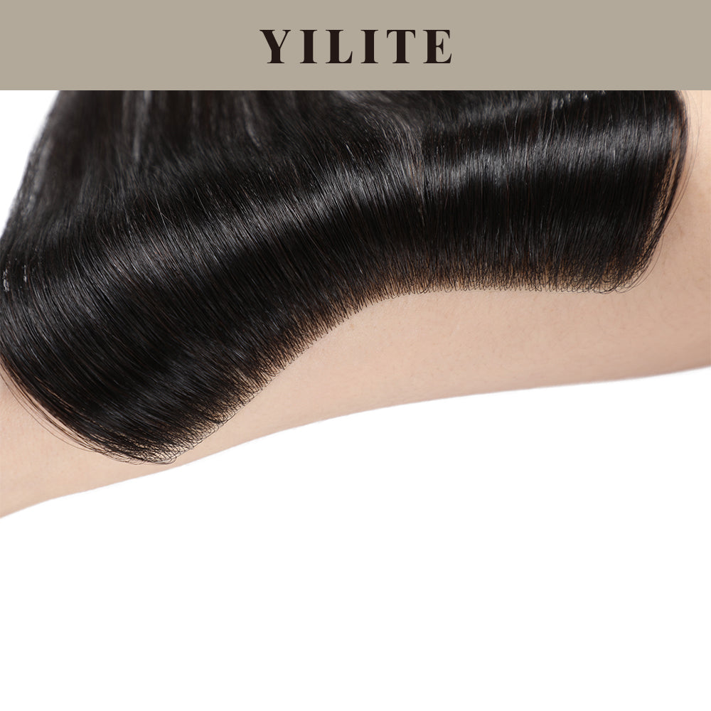 Demonstration of the invisible effect of seamless hair patches 1.5x15cm on the arms£¨Natural Black£©