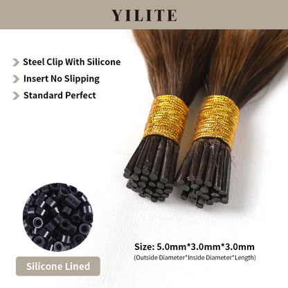 Realmhair I Tip hair extensions shown with silicone-lined beads for illustration (5.0¡Á3.0¡Á3.0mm)  