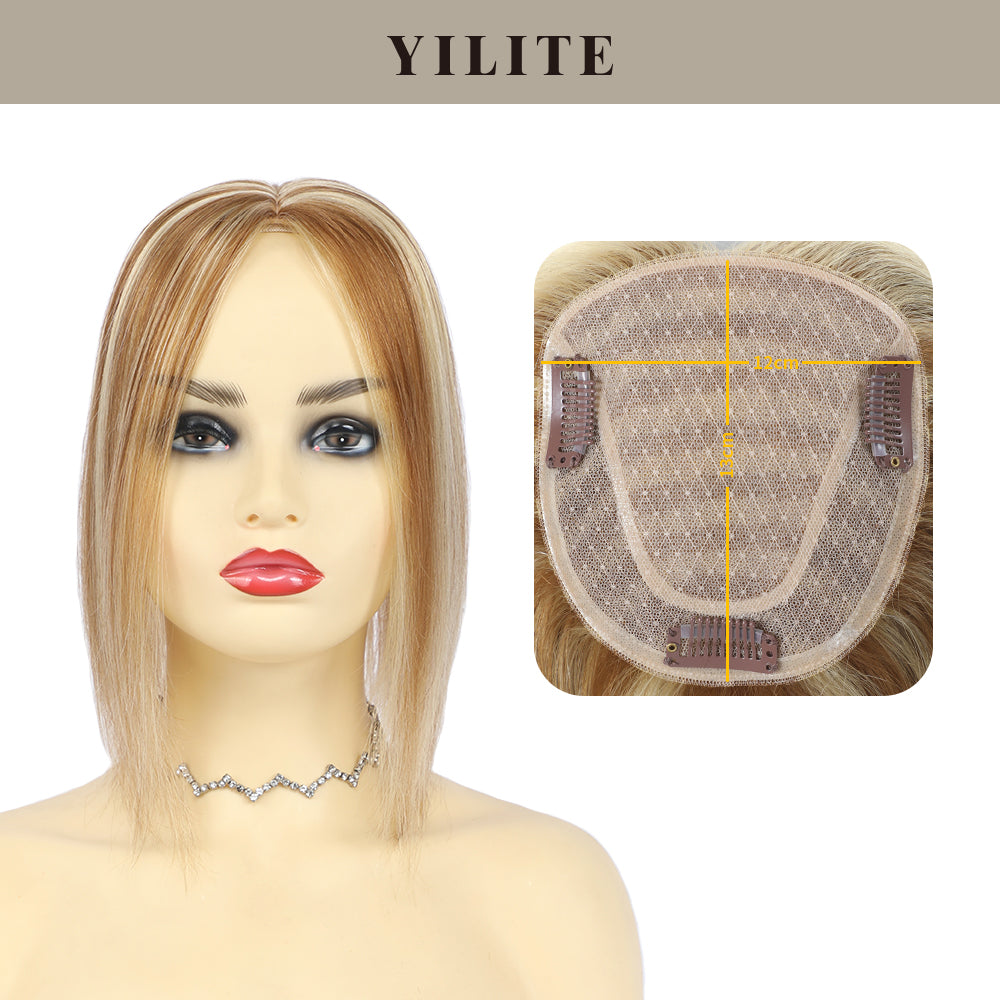 Realmhair hair toppers with  12¡Á13 Mono Silk Base (P10/22 Golden Brown Medium Blonde)