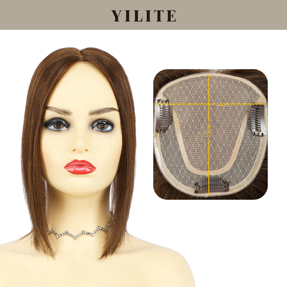 Realmhair  hair toppers with 12¡Á13 Mono Silk Base  (#4 Dark Brown)
