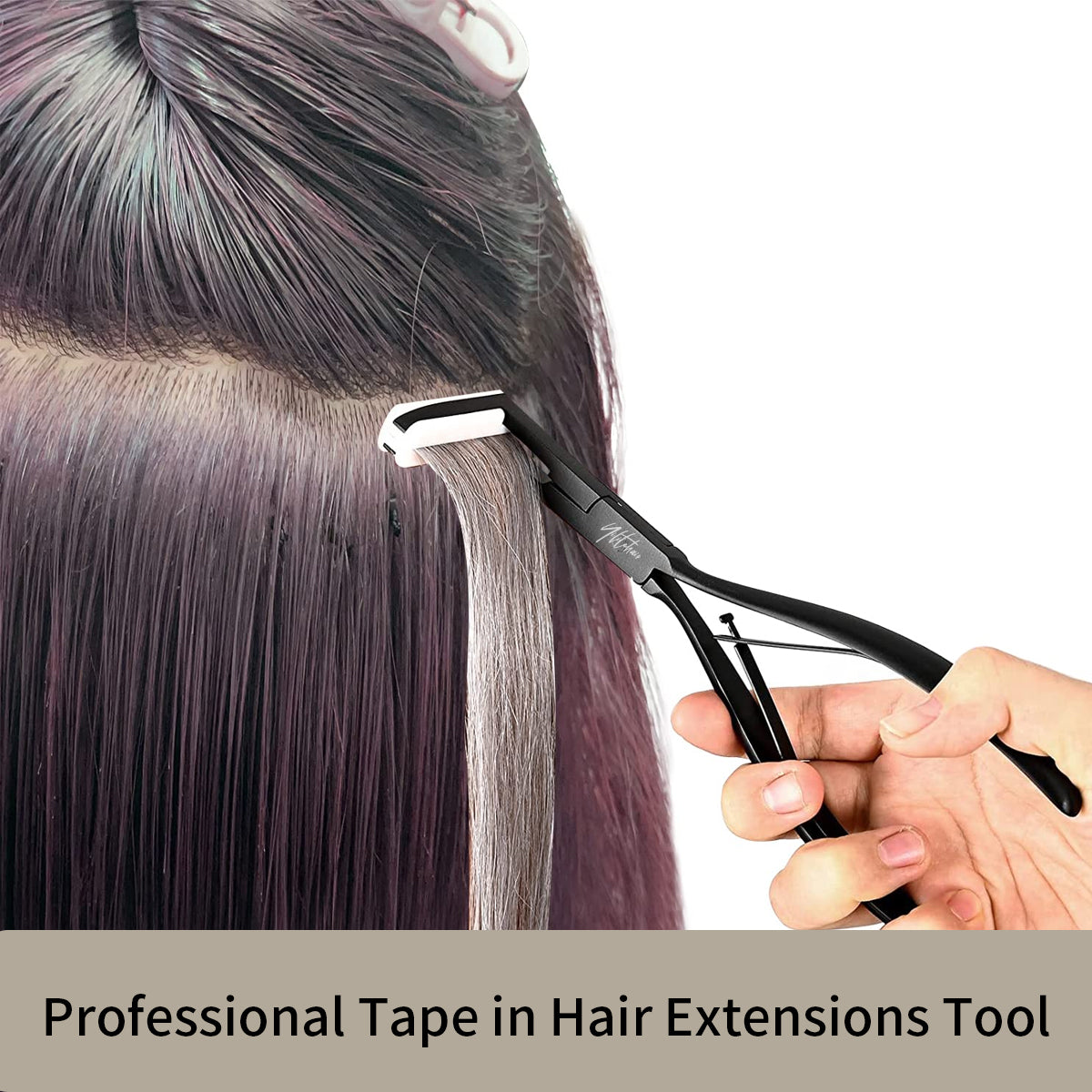 Realmhair Pro Tape In Applicator Stainless Steel Flat Surface Tool (Black)
