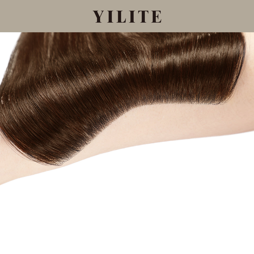 Demonstration of the invisible effect of seamless hair patches 1.5x15cm on the arms£¨#4 Dark Brown£©