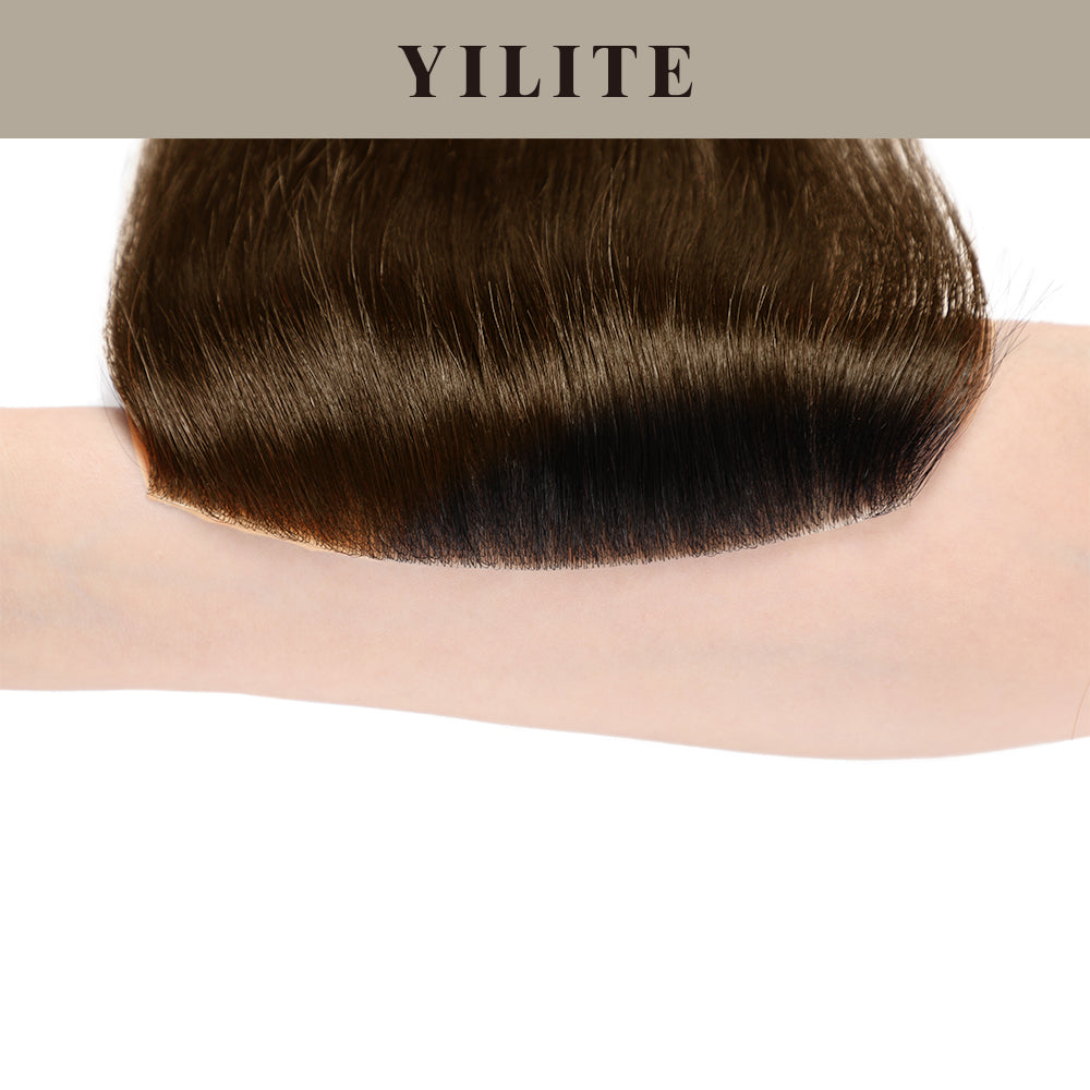 Demonstration of the invisible effect of seamless hair patches 7x15cm on the arms (#4 Dark Brown)
