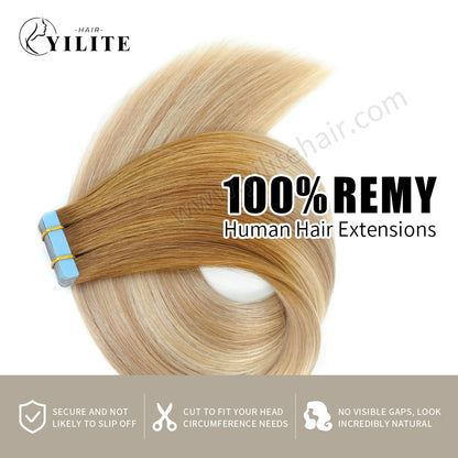 Realmhair Tape In Hair Extensions Tape Ins Invisible Natural Remy Human Hair (#T8P18/60)-Realmhairhair