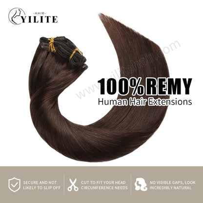 Realmhair clip in hair extensions 7Pcs 16 clips Remy human hair (#2?Darkest?Brown?) 
