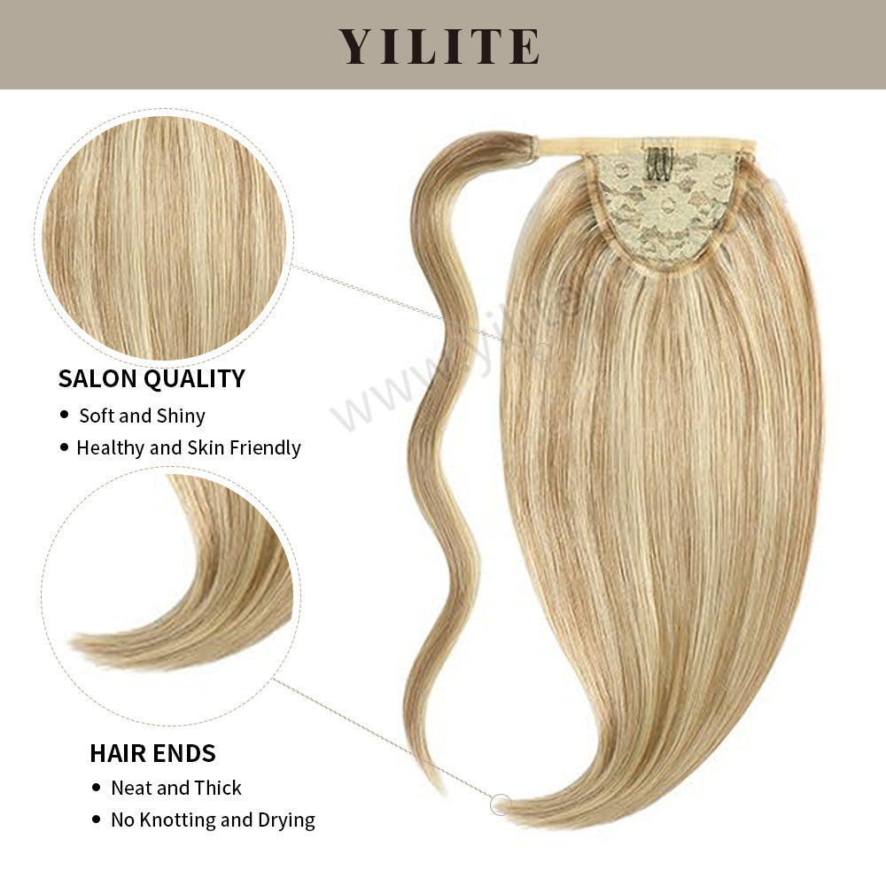 Realmhair clip-in ponytail extension with salon quality and thick ends (#P18/613) 
