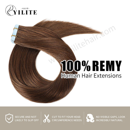 Realmhair Tape In Hair Extensions Tape Ins Invisible Natural Remy Human Hair (#4 Dark Brown)-Realmhairhair