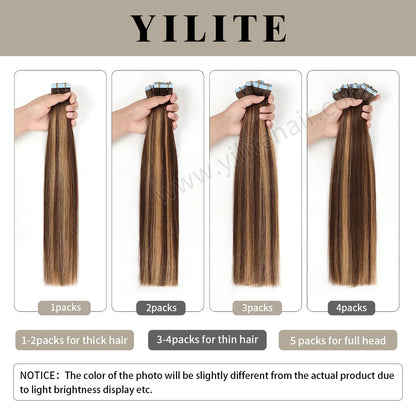 Realmhair Tape In Hair Extensions 24 Pcs Tape Ins Invisible Natural Remy Human Hair (#P4/27/T4)