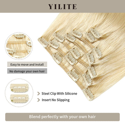 Realmhair Clip In Hair Extensions Human Hair Invisible Natural Remy Human Hair ( #613 Bleach Blonde)