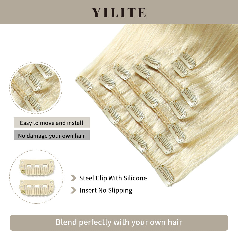 Realmhair Clip In Hair Extensions Human Hair Invisible Natural Remy Human Hair (#60)