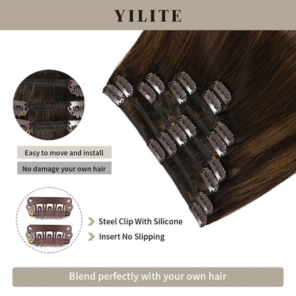 Realmhair Clip In Hair Extensions 8 Pcs 18 Clips Invisible Natural Remy Human Hair (#P2/6/T2)