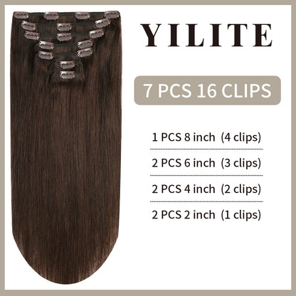 Realmhair Clip In Hair Extensions Human Hair Invisible Natural Remy Human Hair (#2?Darkest?Brown)