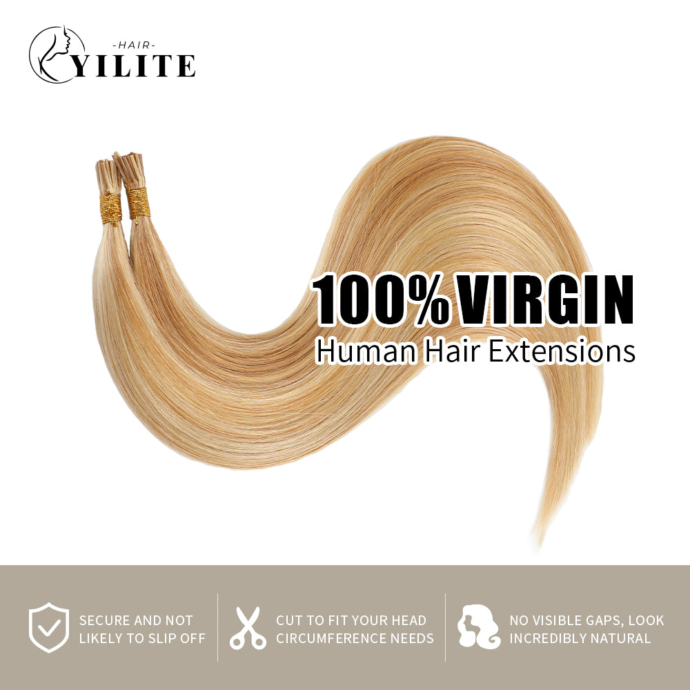 100% virgin human hair U Tip hair extensions in #P27/613 color