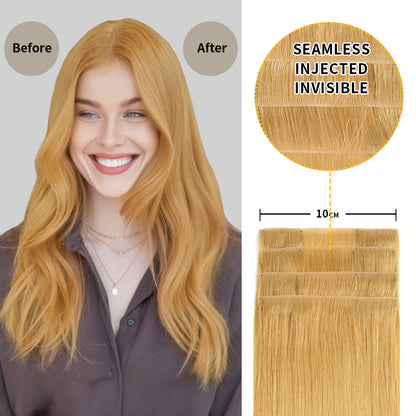 Before and after wearing Realmhair ##27 seamless clip in hair pads, 10cm wide piece 
