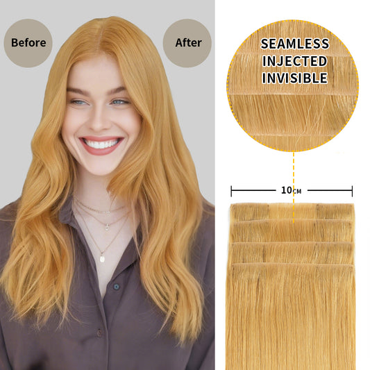 Before and after wearing Realmhair ##27 seamless clip in hair pads, 10cm wide piece 