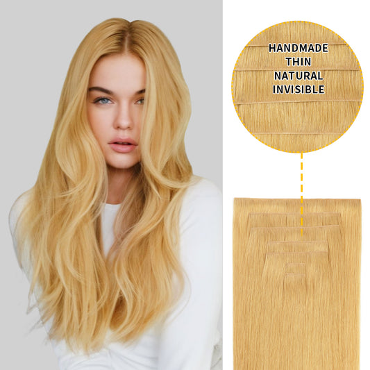 Realmhair Seamless Injected Hand-Tied Invisible Clip-ins 7Pcs 16 Clips Virgin Human Hair (#27)