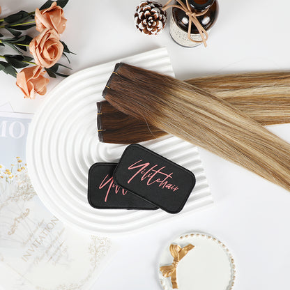 Realmhair genius wefts 2Pcs in color #P6/613/T4 and 2 magic bangs pad hair stickers  