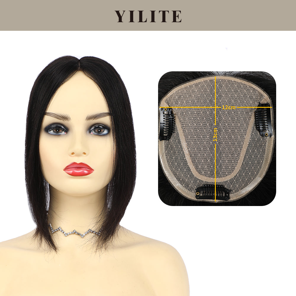 Realmhair  hair toppers with 12¡Á13 Mono Silk Base  (#1 Jet Black)