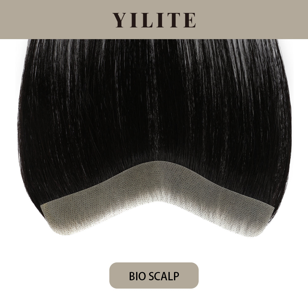 Realmhair Bio Scalp 2.5x16cm invisible seamless hair patch  with skin-like base (Natural Black)