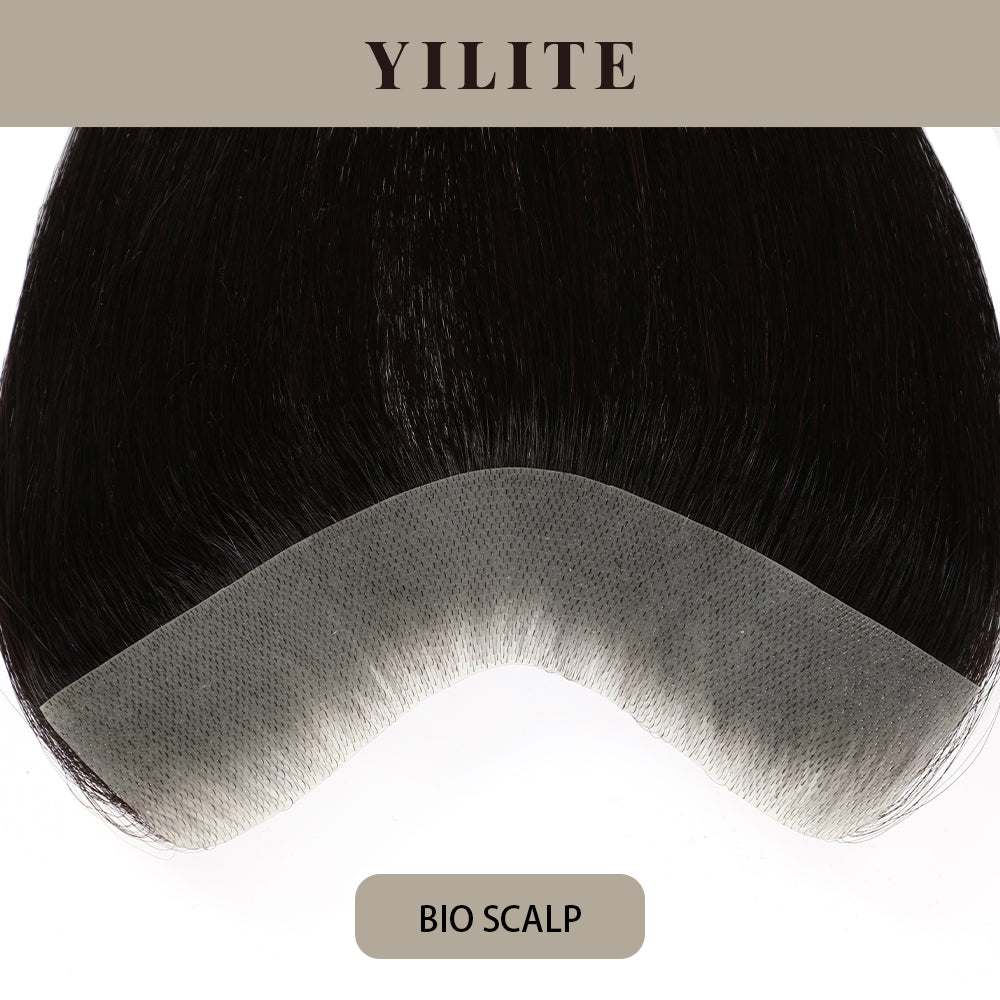 Realmhair Bio Scalp 3x16cm invisible seamless hair patch with skin-like base (Natural Black)