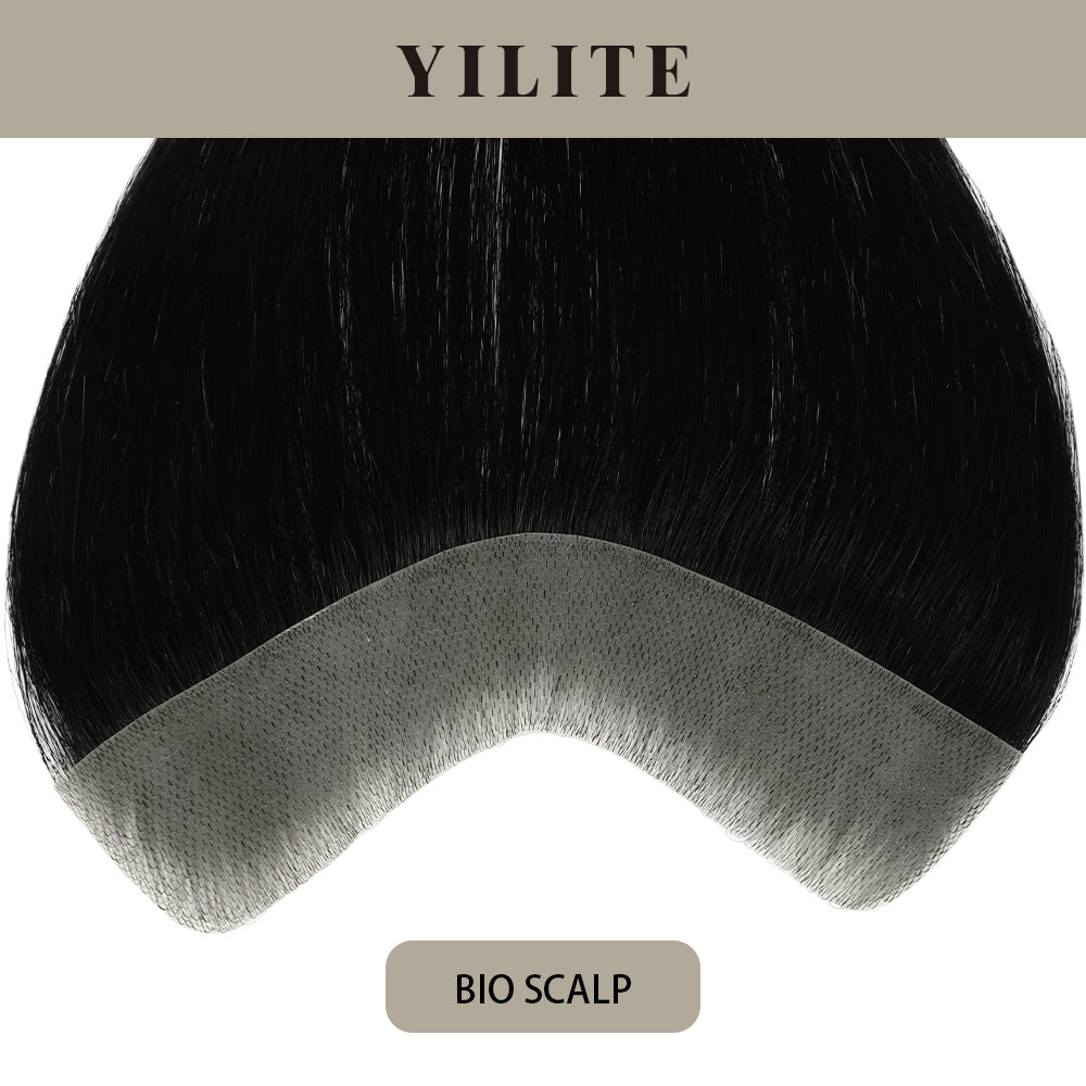 Realmhair Bio Scalp 3x16cm invisible seamless hair patch with skin-like base (#1 Jet Black)