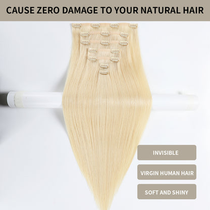 Realmhair Seamless Injected Hand-Tied Invisible Clip-ins 7Pcs 16 Clips Virgin Human Hair (#60)