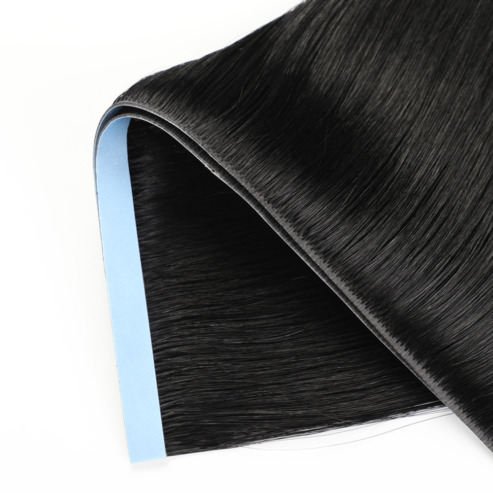 Zoomed view of Realmhair 20¡Á0.8cm seamless tape-in hair extension in #1 Jet Black 