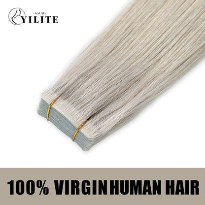 Realmhair seamless invisible tape in hair extensions 20Pcs Virgin Human Hair (#Silver)