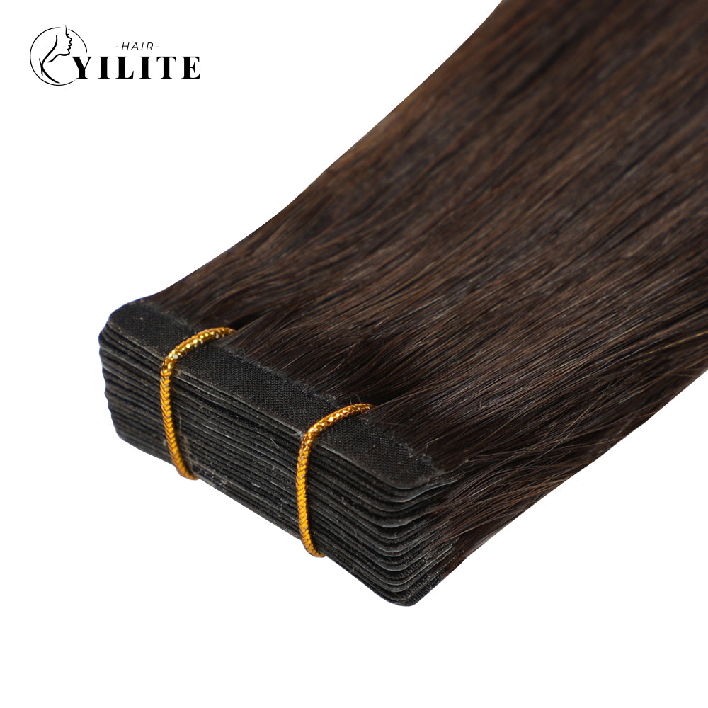 Realmhair Narrow Invisible Tape In Hair Extension Remy Human Hair 24Pcs (#2 Darkest Brown)