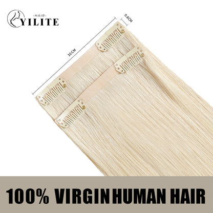 Back view of 2 clip-in hair pads with 2 clips each, 100% virgin human hair in color #60