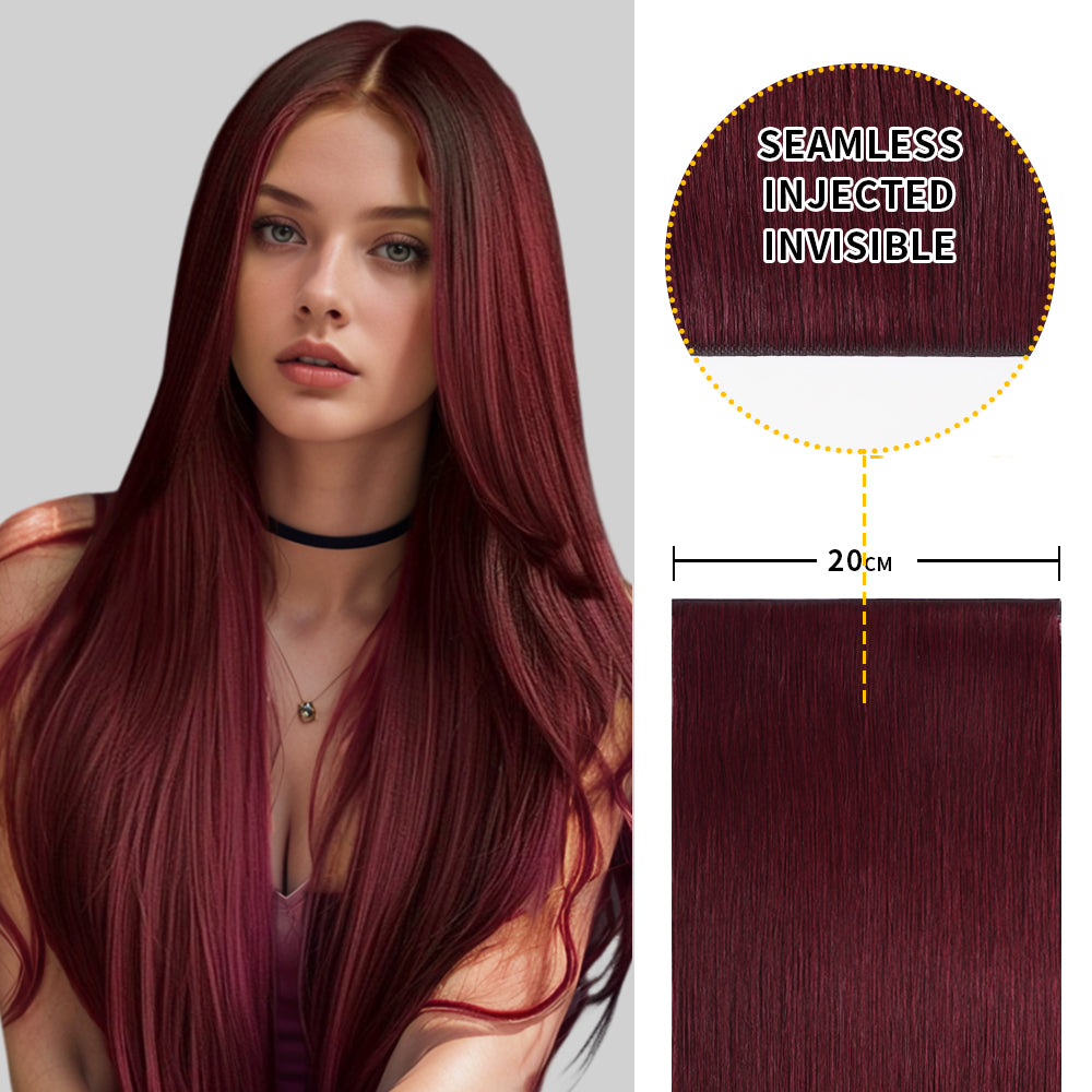 Model showcasing Realmhair 20*0.8cm long invisible tape in hair extension (#99J)