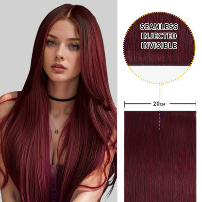 Model showcasing Realmhair 20*0.8cm long invisible tape in hair extension (#99J)