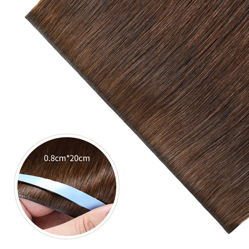 Close-up of Realmhair 20¡Á0.8cm invisible tape-in hair extensions in color #4 