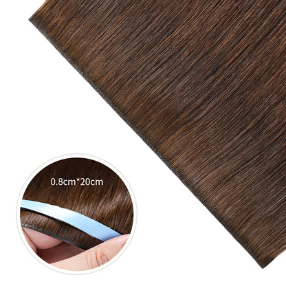 Close-up of Realmhair 20¡Á0.8cm invisible tape-in hair extensions in color #4 