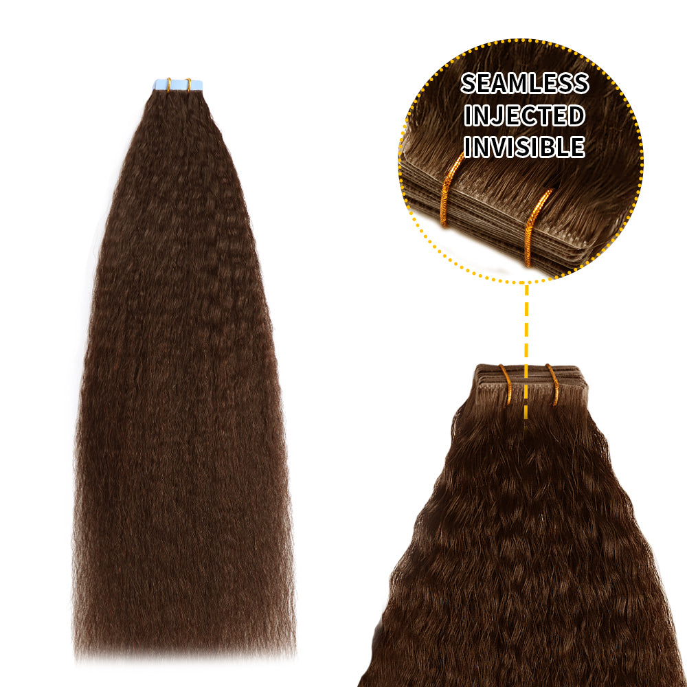 Realmhair Kinky Seamless Invisible Tape In Hair Extension 20Pcs Virgin Human Hair (#4)