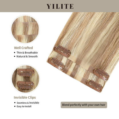 Clip-in hair pads (2 pieces) with front view thumbnail and close-up of clips (#P18/613)