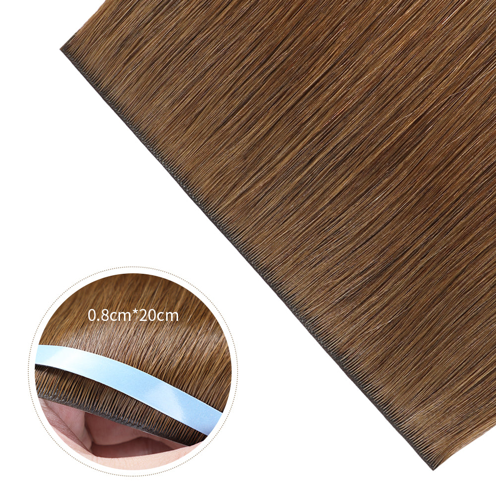 Close-up of Realmhair 20¡Á0.8cm invisible tape-in hair extensions in color #6 