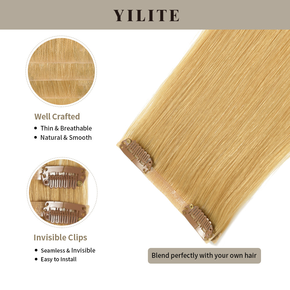 Clip-in hair pads (2 pieces) with front view thumbnail and close-up of clips(#27)