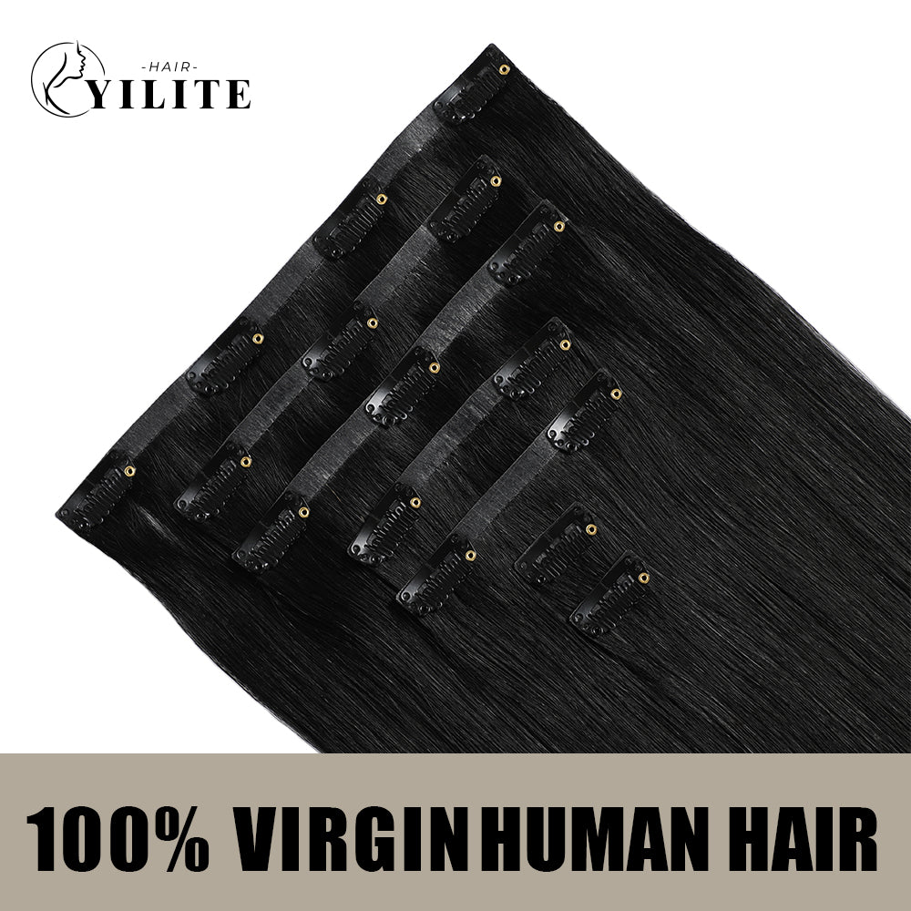 Realmhair Seamless Injected Hand-Tied Invisible Clip-ins 7Pcs 16 Clips Virgin Human Hair (#1)
