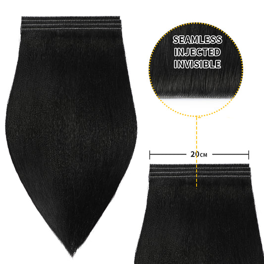 Realmhair 20*0.8cm long invisible tape in hair extensions 4Pcs virgin human hair (#1 Jet Black)
