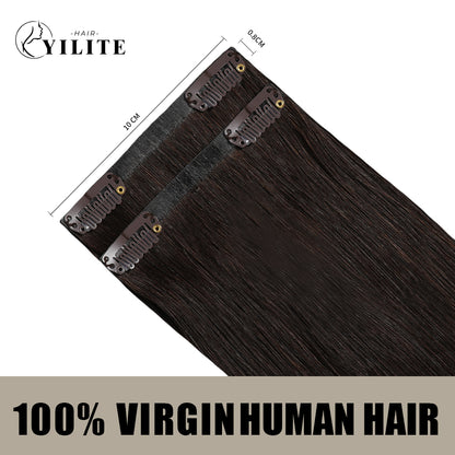 Back view of 2 clip-in hair pads with 2 clips each, 100% virgin human hair in color #2