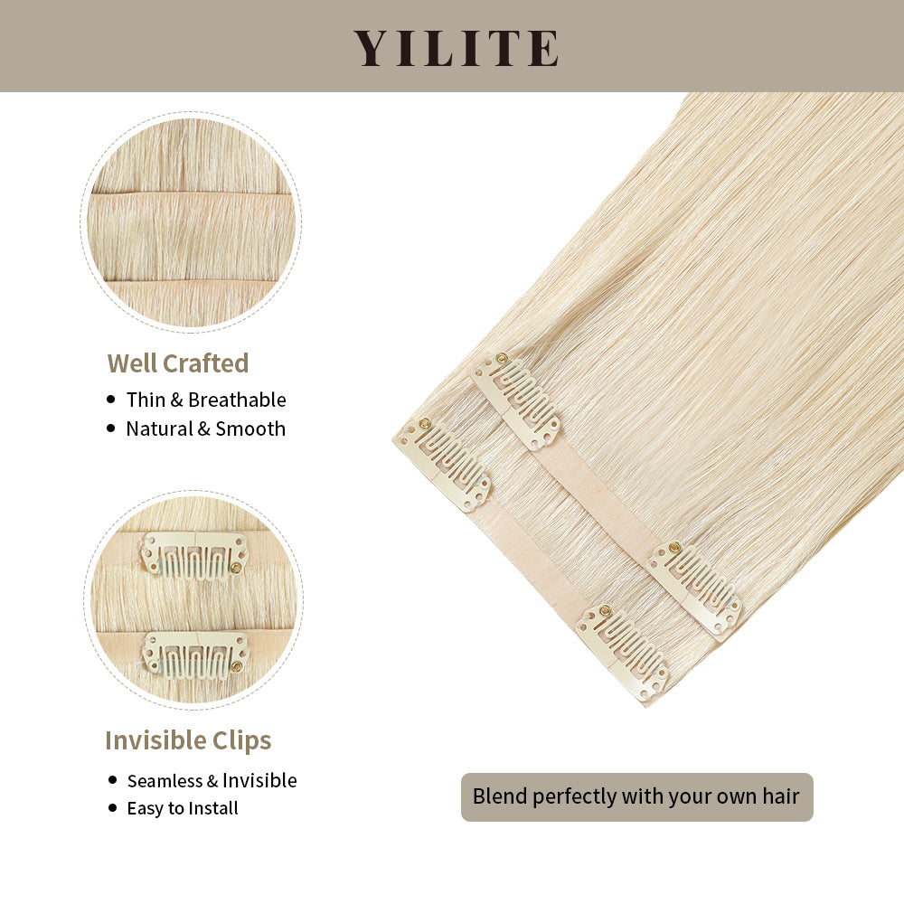 Clip-in hair pads (2 pieces) with front view thumbnail and close-up of clips (#60)