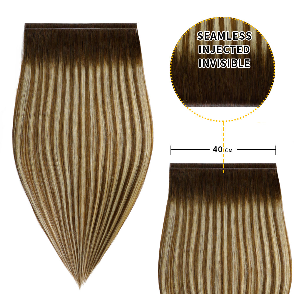 Realmhair 40*0.8cm long invisible tape in hair extensions 2Pcs virgin human hair (#P6/613/T4)