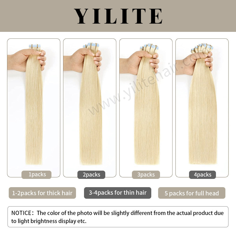 Realmhair Tape In Hair Extensions 24 Pcs Tape Ins Invisible Natural Remy Human Hair (#T2/60)