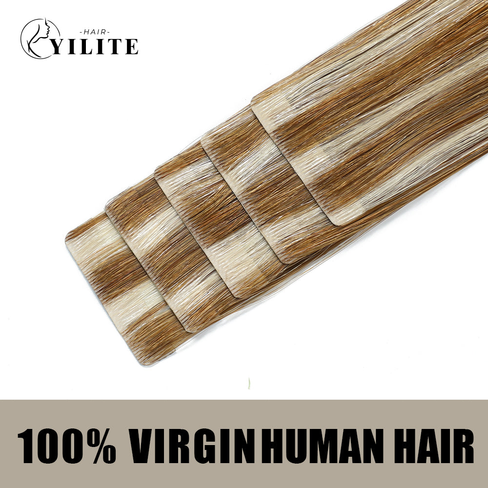 Realmhair Seamless Injected Hand-Tied Invisible Tape In Hair Extension 20Pcs Virgin Human Hair (P8/60)