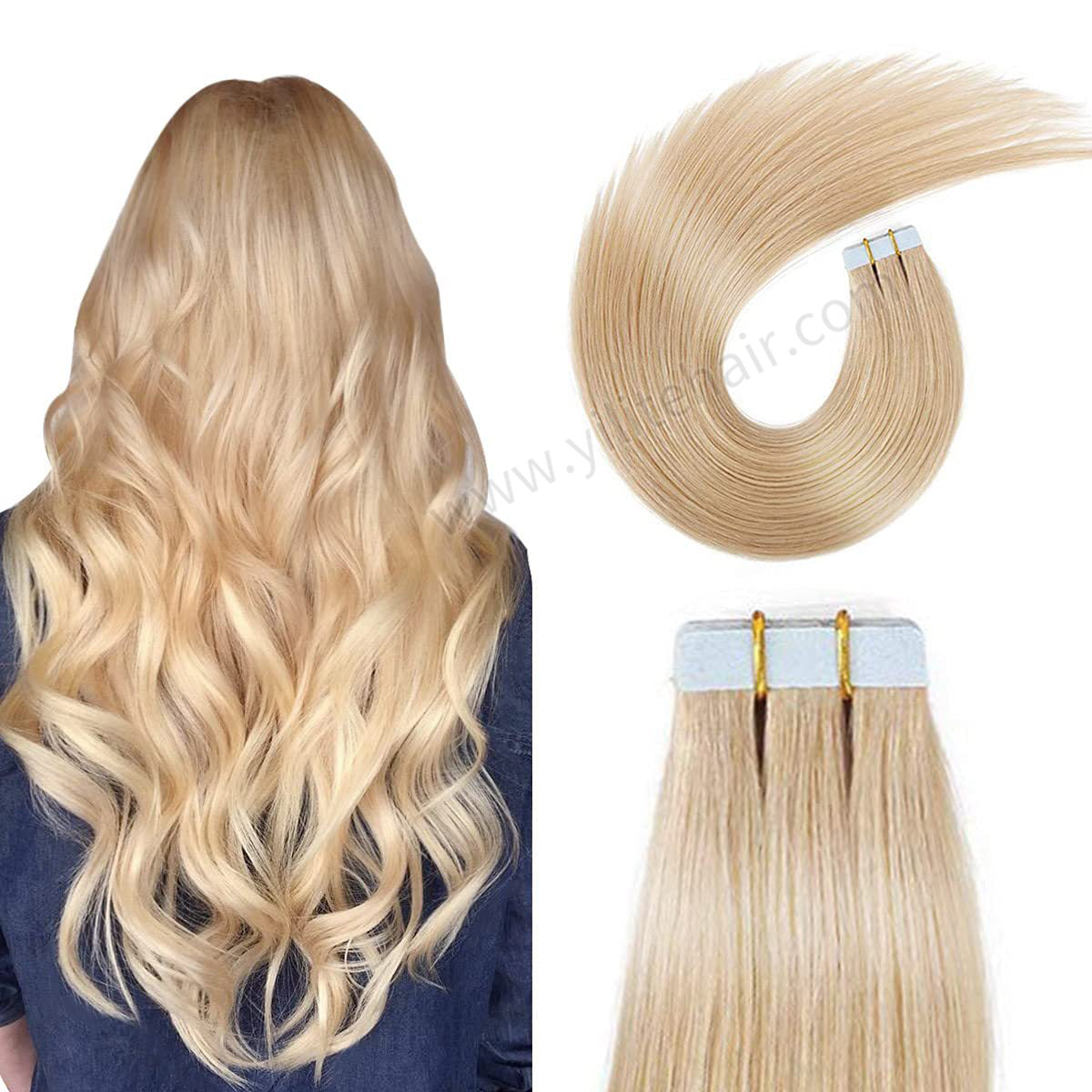 Realmhair Tape In Hair Extensions Tape Ins Invisible Natural Remy Human Hair (#16)-Realmhairhair