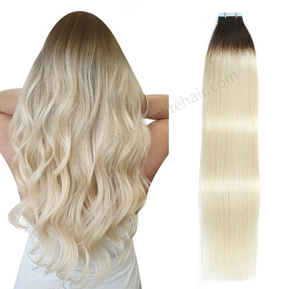 Realmhair Tape In Hair Extensions Tape Ins Invisible Natural Remy Human Hair (#T2/60)-Realmhairhair