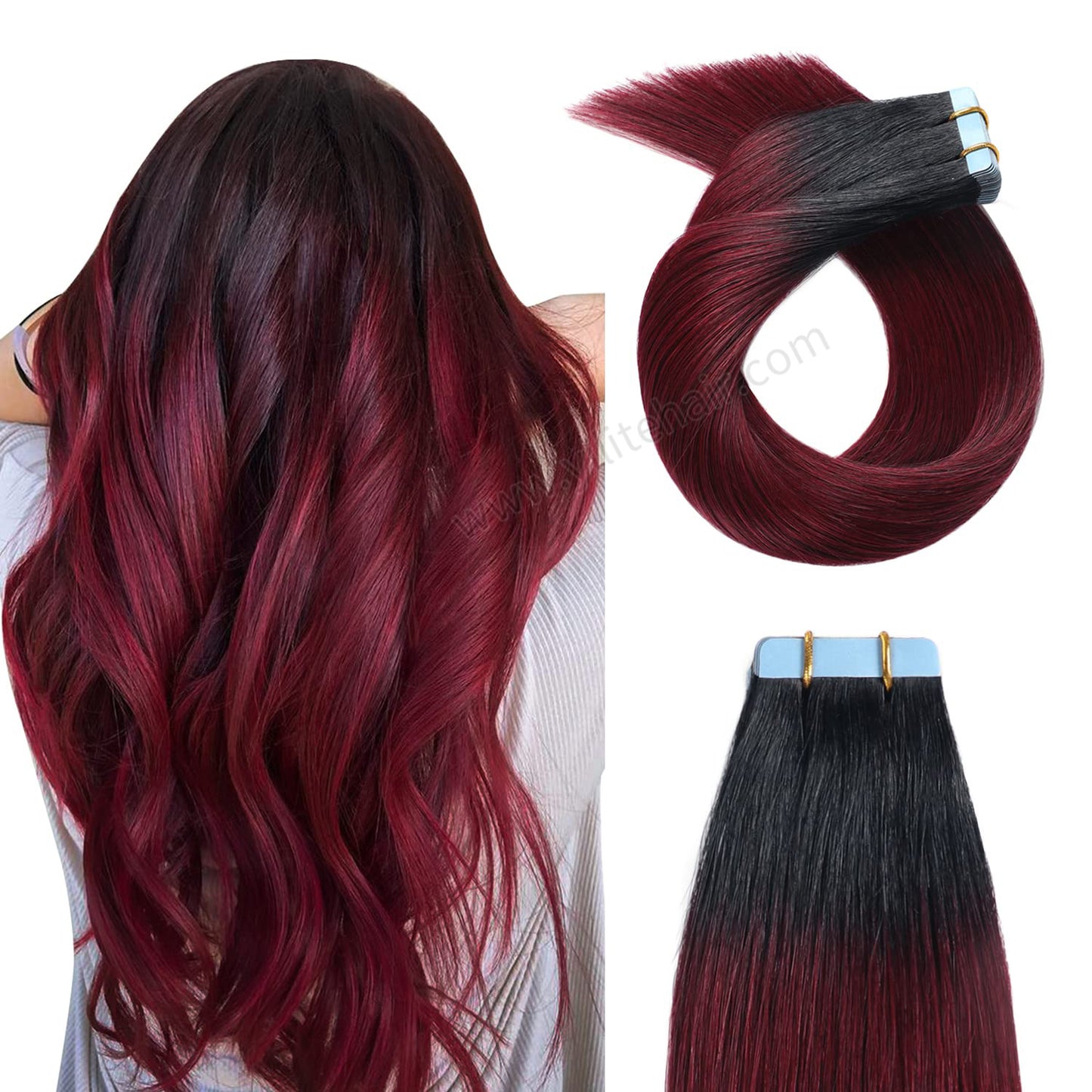 Realmhair Tape In Hair Extensions Tape Ins Invisible Natural Remy Human Hair (#T1/99J)-Realmhairhair