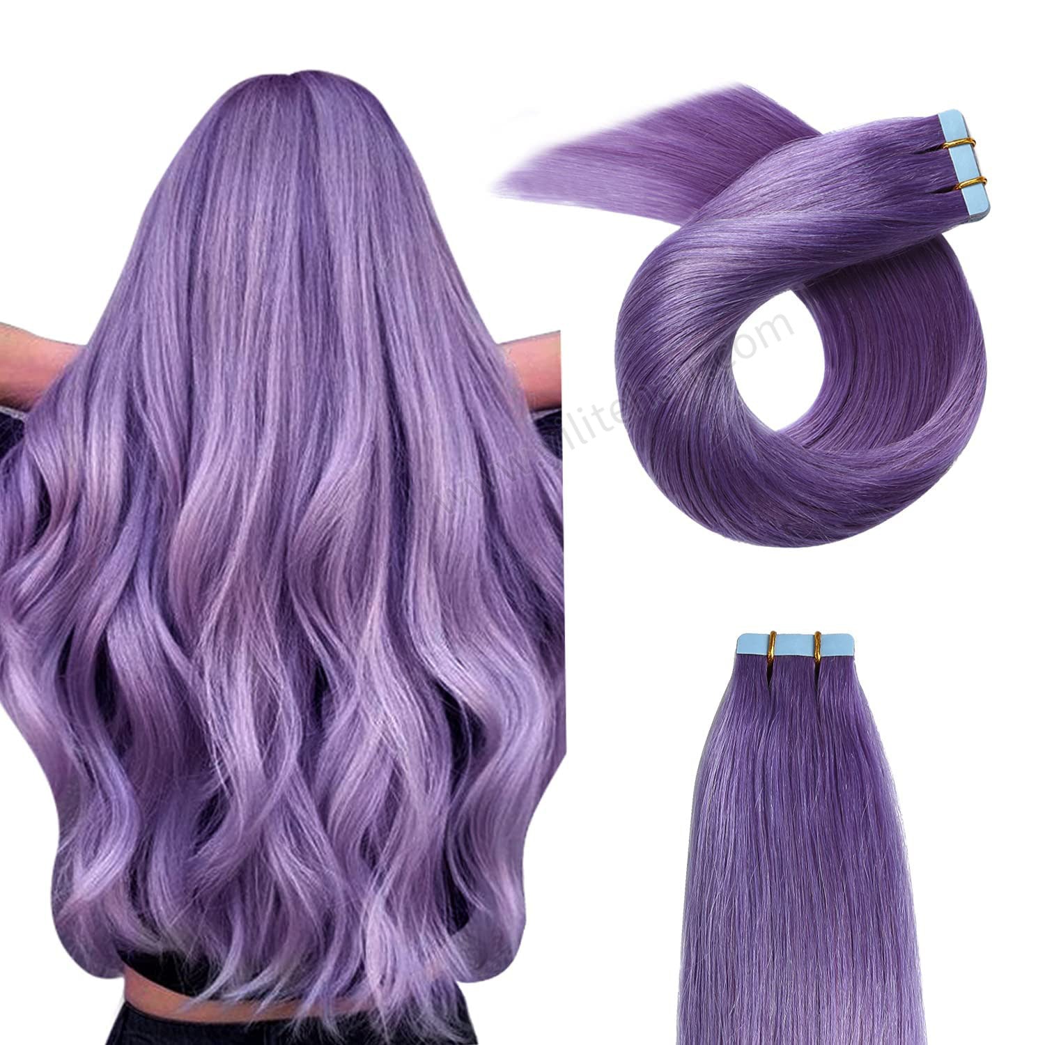 Realmhair Tape In Hair Extensions Tape Ins Invisible Natural Remy Human Hair (#Purple)-Realmhairhair