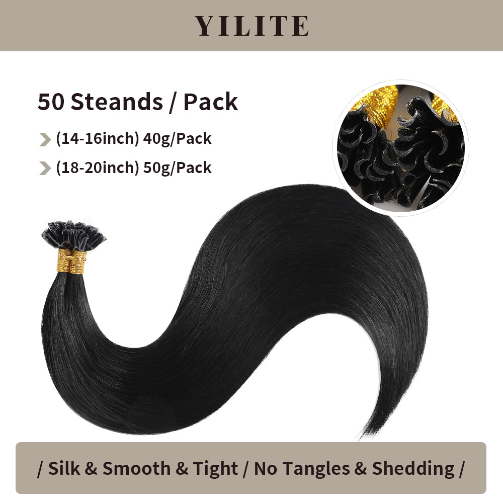50 steands per pack, available in two weight options (#1 Jet Black)